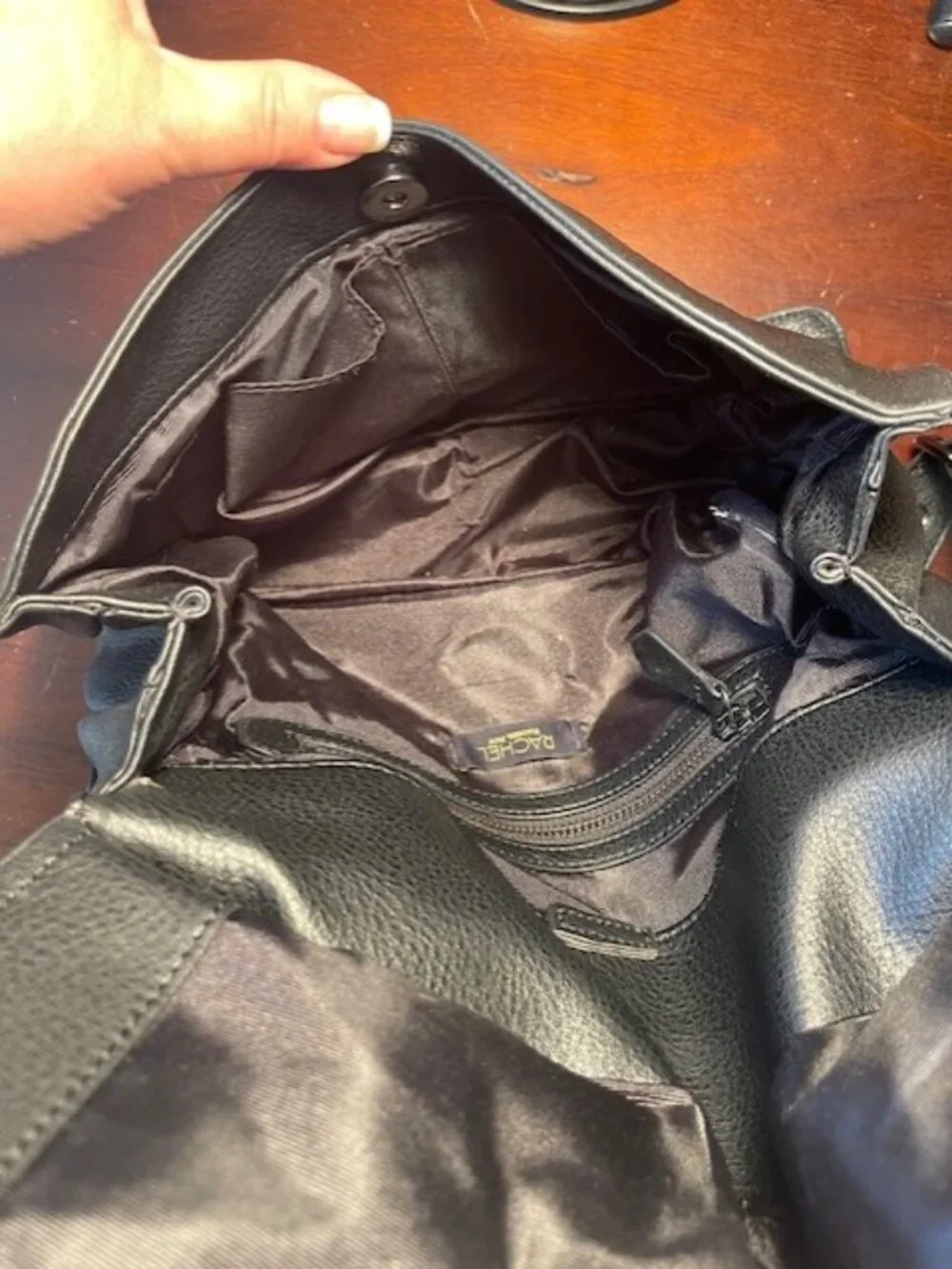 Rachel Roy Black leather expandable crossbody